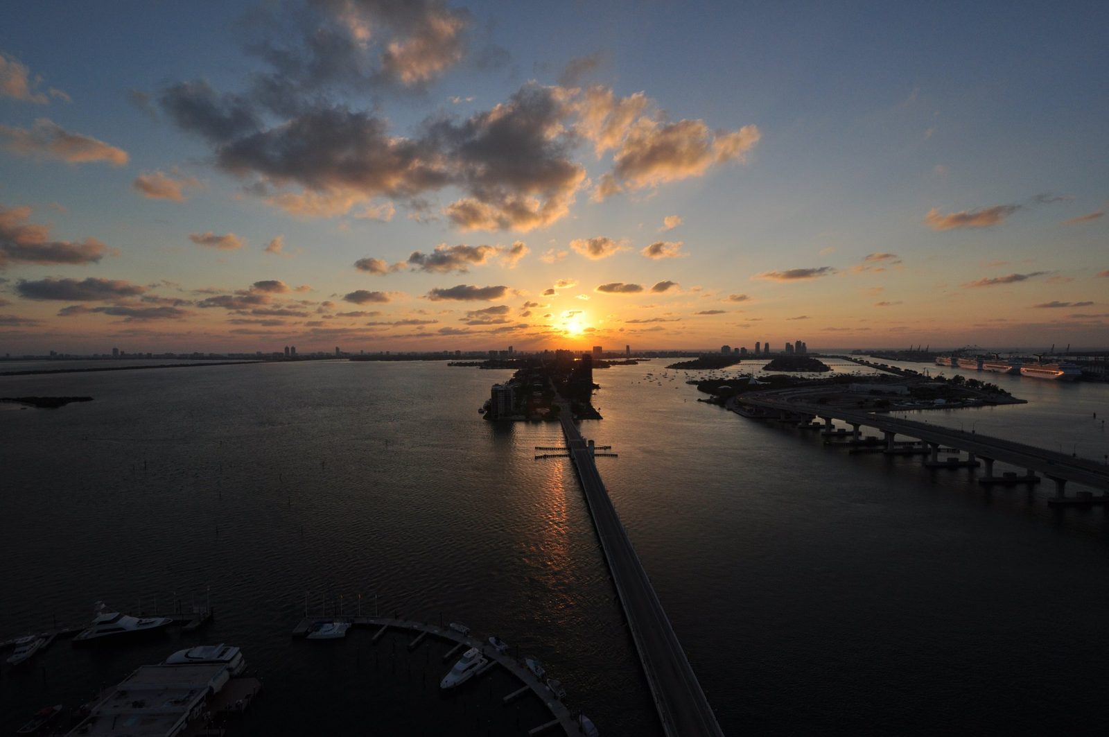 Sunrise over the Venetian Causeway and Biscayne Bay