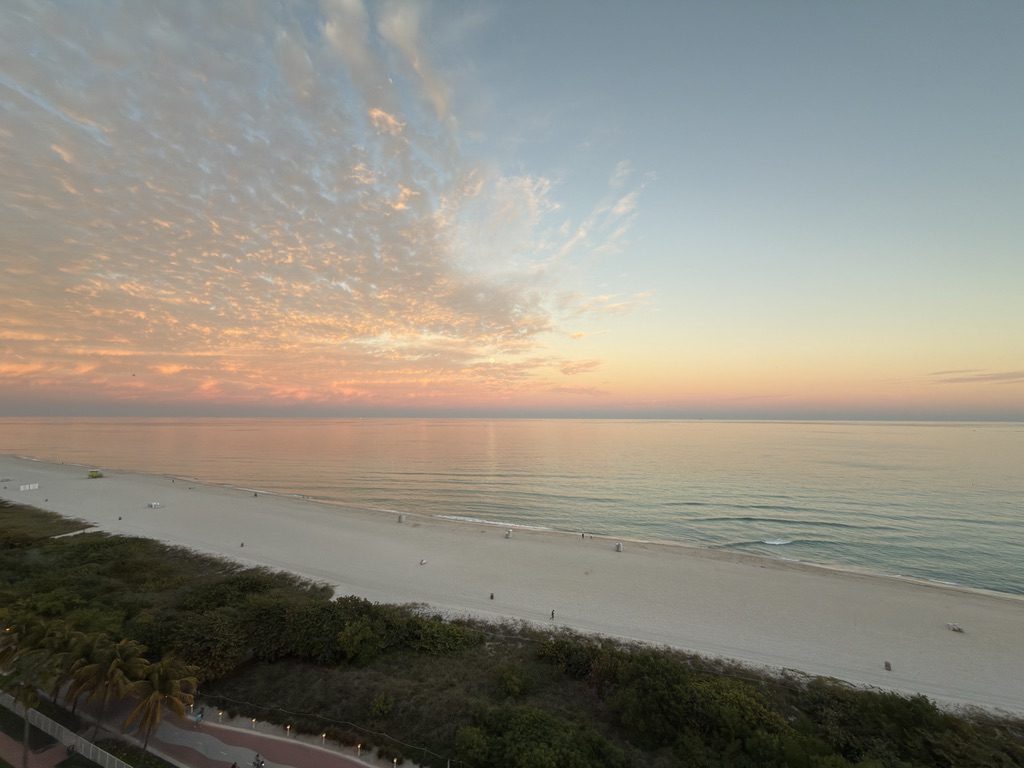 Miami Beach at sunrise: the dune, the beach and the Atlantic from above