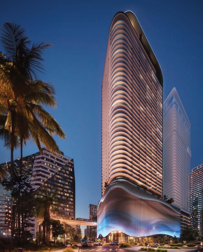 The Standard Residences Brickell tower at dusk